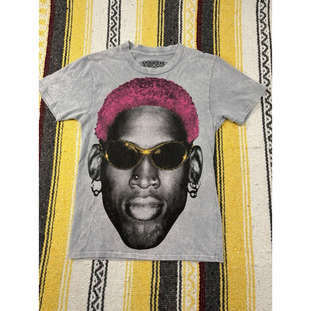 Dennis Rodman T-shirt Front Back Small Bulls Laker Spurs Bucks NBA